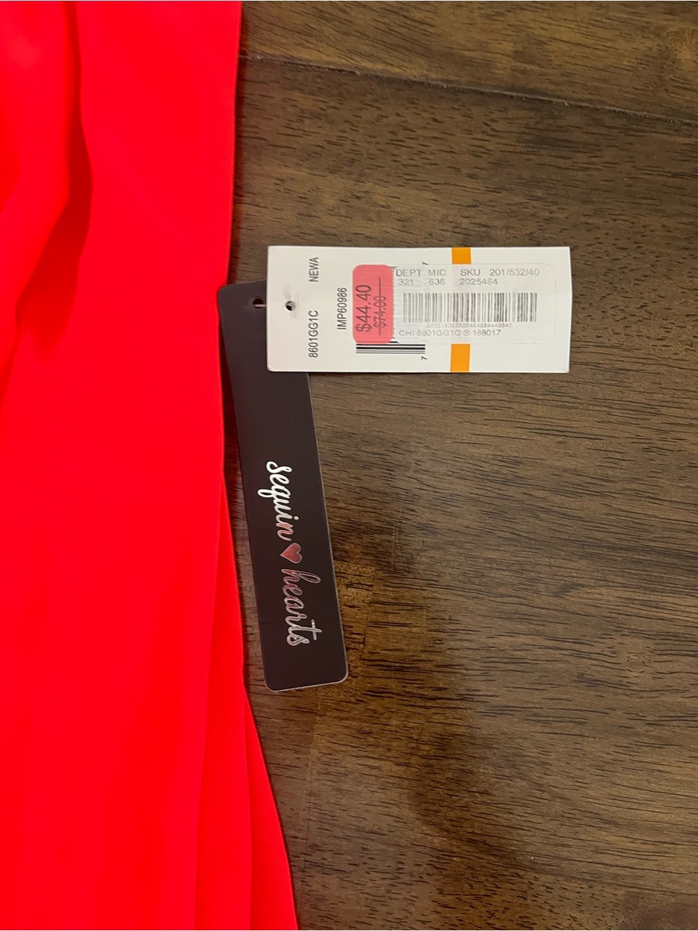Sequin Hearts Neon Coral Beaded Back Strap Dress Flowy Halter Sz Small NWT - Picture 7 of 8